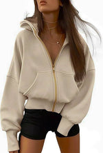 Load image into Gallery viewer, Cropped Loose Zipper Hoodie

