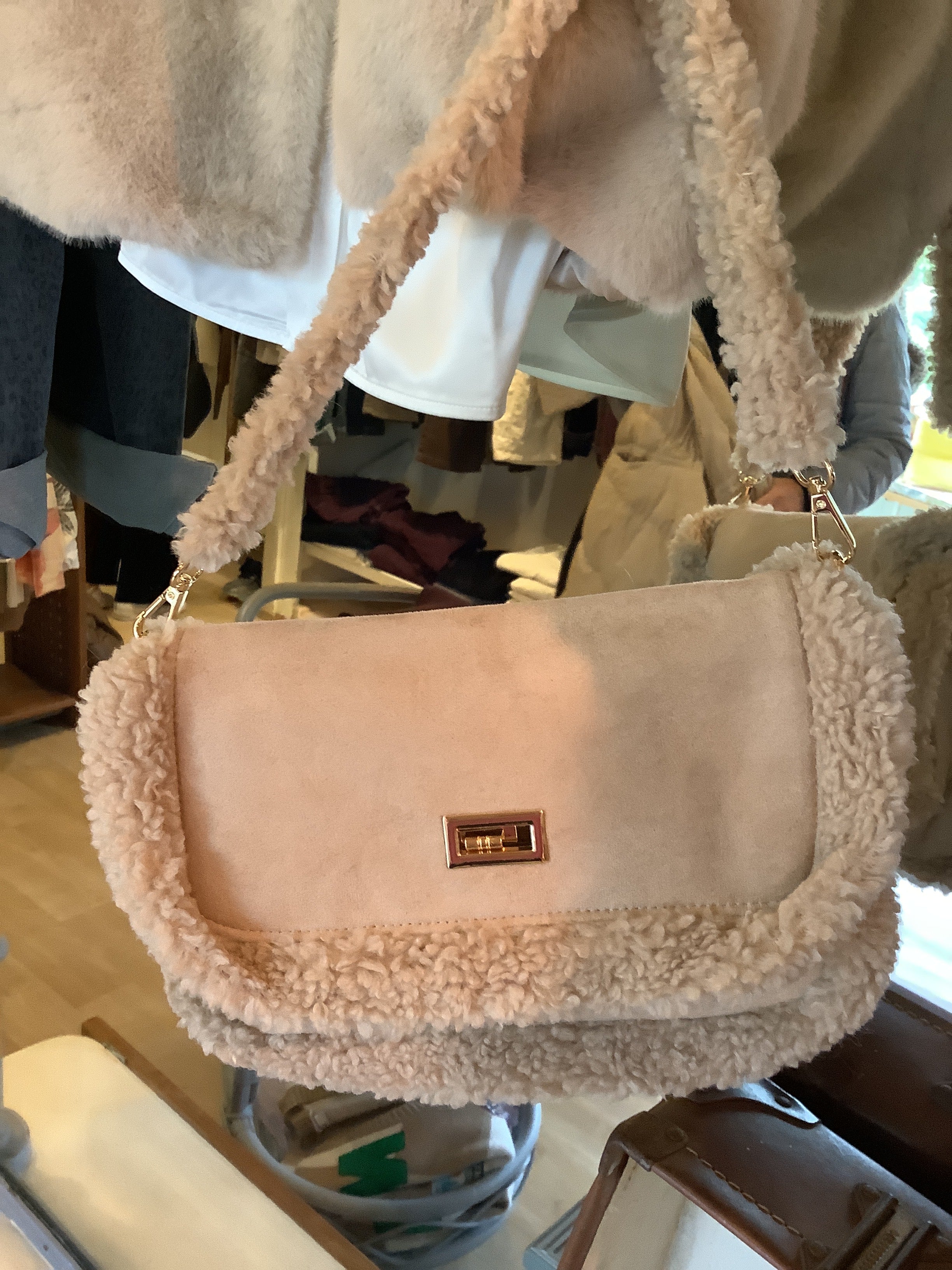 Faux sheepskin bag
