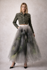 Load image into Gallery viewer, Handmade hand‑painted long tulle skirt
