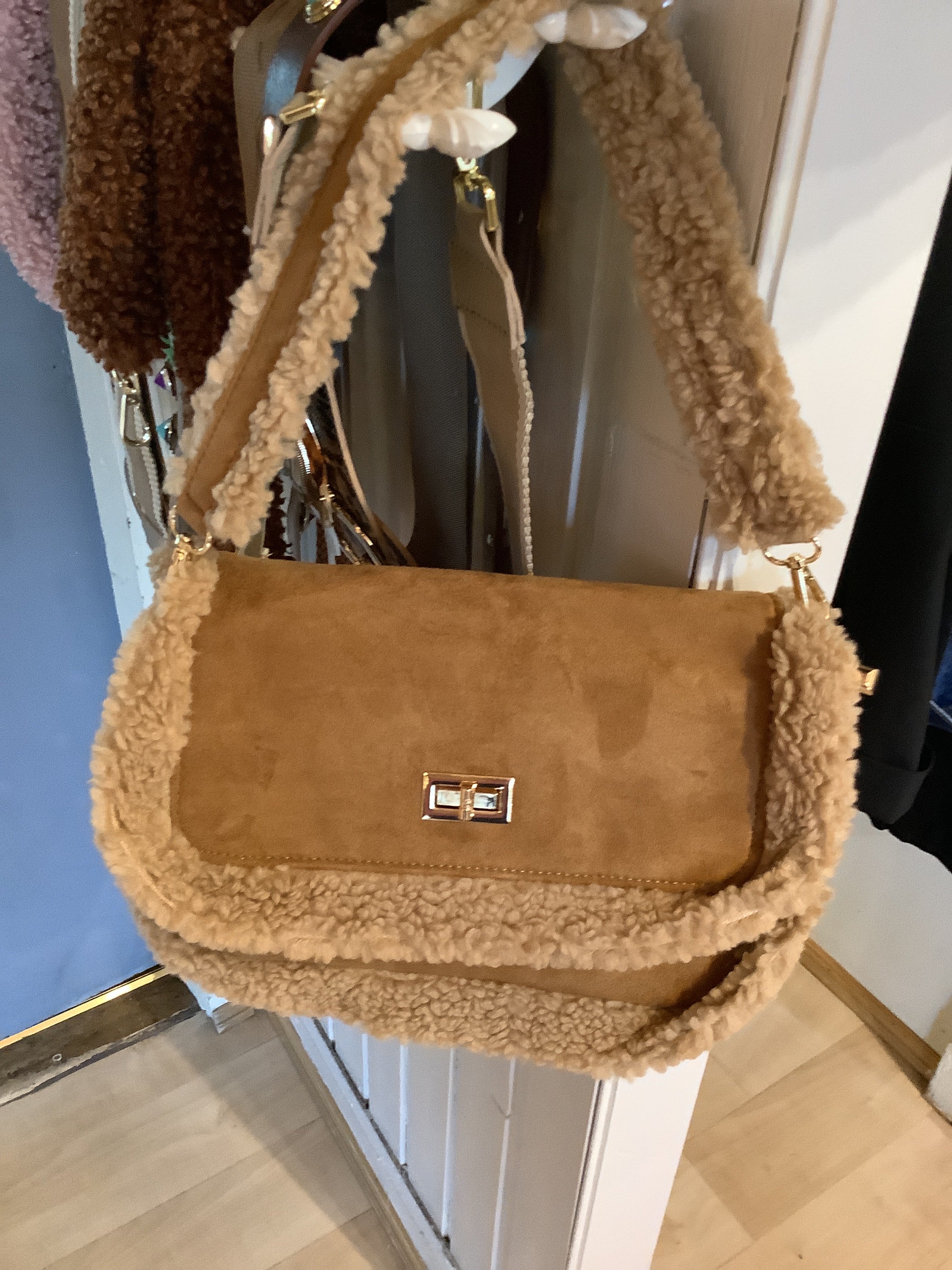 Faux sheepskin bag