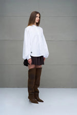 Load image into Gallery viewer, White Balloon Sleeve Oversize Poplin Shirt
