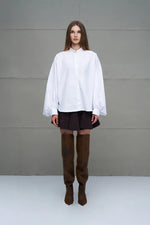 Load image into Gallery viewer, White Balloon Sleeve Oversize Poplin Shirt
