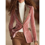 Load image into Gallery viewer, Women's Long Sleeve Solid Color Lace Velvet Jacket
