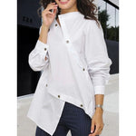 Load image into Gallery viewer, Long Sleeves Asymmetric Buttoned Split-Front Blouse

