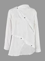 Load image into Gallery viewer, Long Sleeves Asymmetric Buttoned Split-Front Blouse
