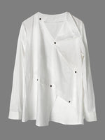 Load image into Gallery viewer, Long Sleeves Asymmetric Buttoned Split-Front Blouse
