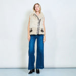 Load image into Gallery viewer, Biker-style mixed faux shearling sleeveless vest
