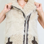 Load image into Gallery viewer, Biker-style mixed faux shearling sleeveless vest
