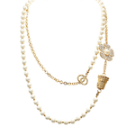 Load image into Gallery viewer, HALF PEARL HALF CHAIN LONG NECKLACE
