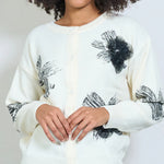 Load image into Gallery viewer, Floral applique buttoned knit cardigan
