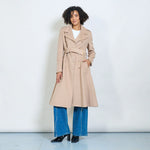 Load image into Gallery viewer, Long double-breasted military coat with gold buttons
