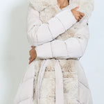 Load image into Gallery viewer, Long Padded coat with faux fur
