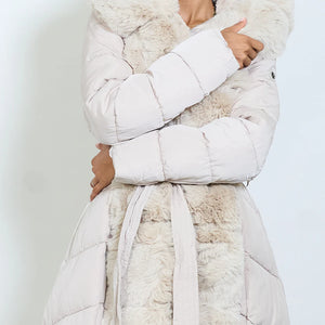 Long Padded coat with faux fur