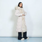 Load image into Gallery viewer, Long Padded coat with faux fur
