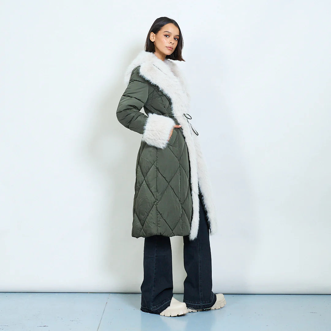 Quilted  and faux fur coat