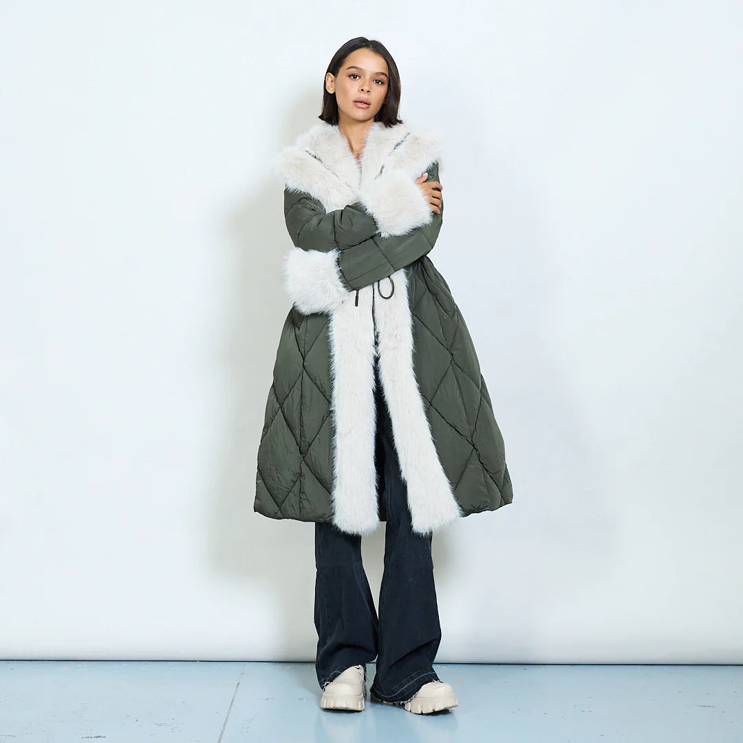 Quilted  and faux fur coat