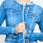 Load image into Gallery viewer, Frayed denim jacket
