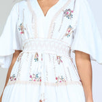 Load image into Gallery viewer, Floral embroidered deep V tiered maxi dress
