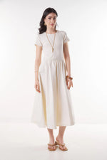 Load image into Gallery viewer, Minimal ribbed top and gathered skirt midi dress
