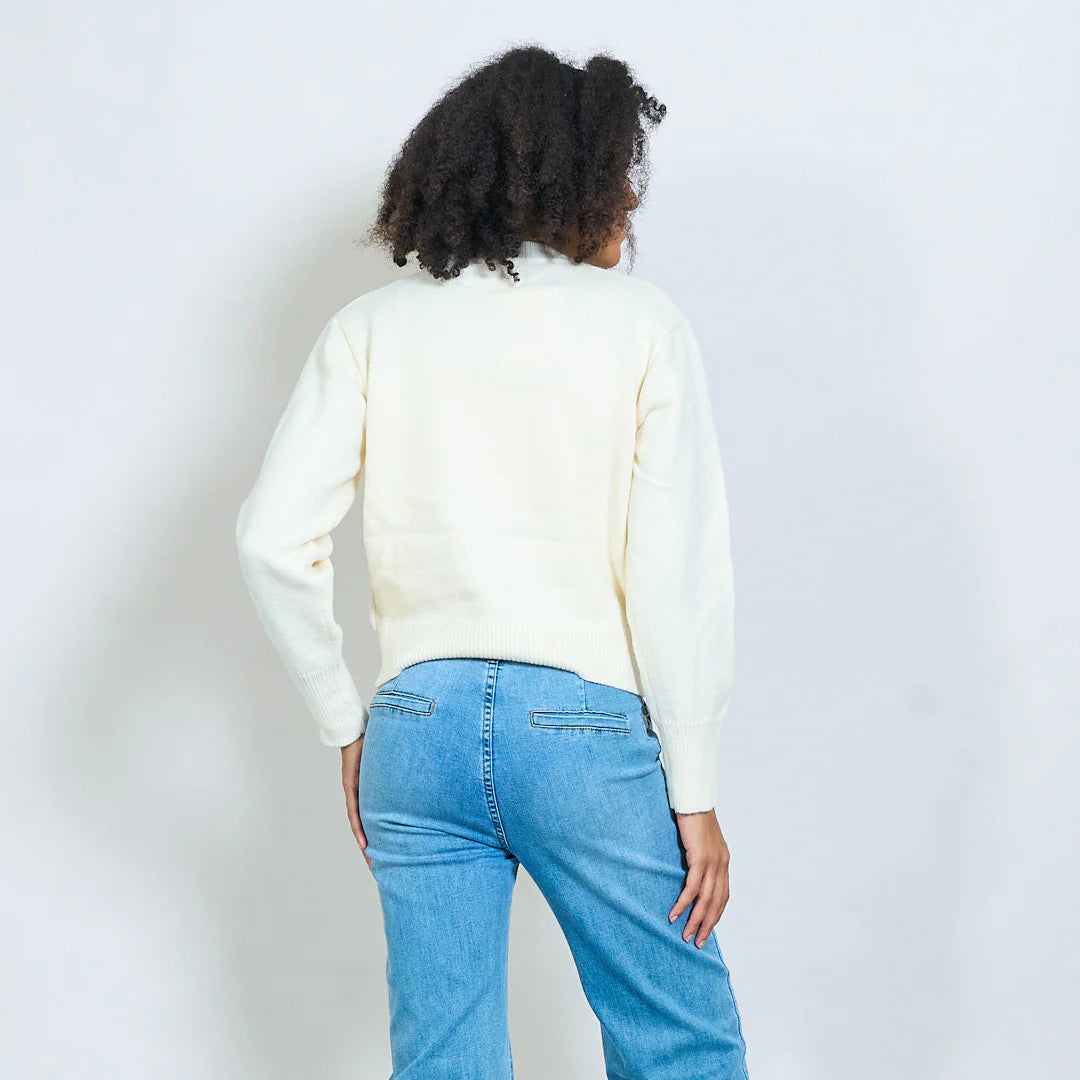 Embroidered floral knit sweater-coming back soon