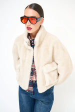 Load image into Gallery viewer, Zip front cropped plush texture coat
