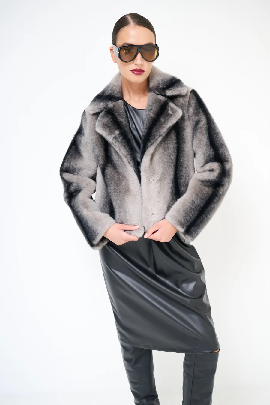 Gradient effect cropped coat