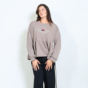 Rose tea garden embroidered sweatshirt
