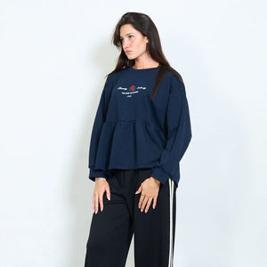Rose tea garden embroidered sweatshirt