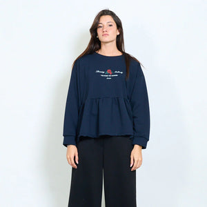 Rose tea garden embroidered sweatshirt