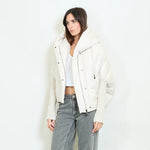 Load image into Gallery viewer, Oversized quilted puffer jacket with ribbed cuff
