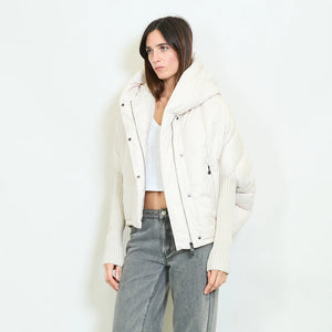 Oversized quilted puffer jacket with ribbed cuff