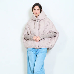 Oversized quilted puffer jacket with ribbed cuff