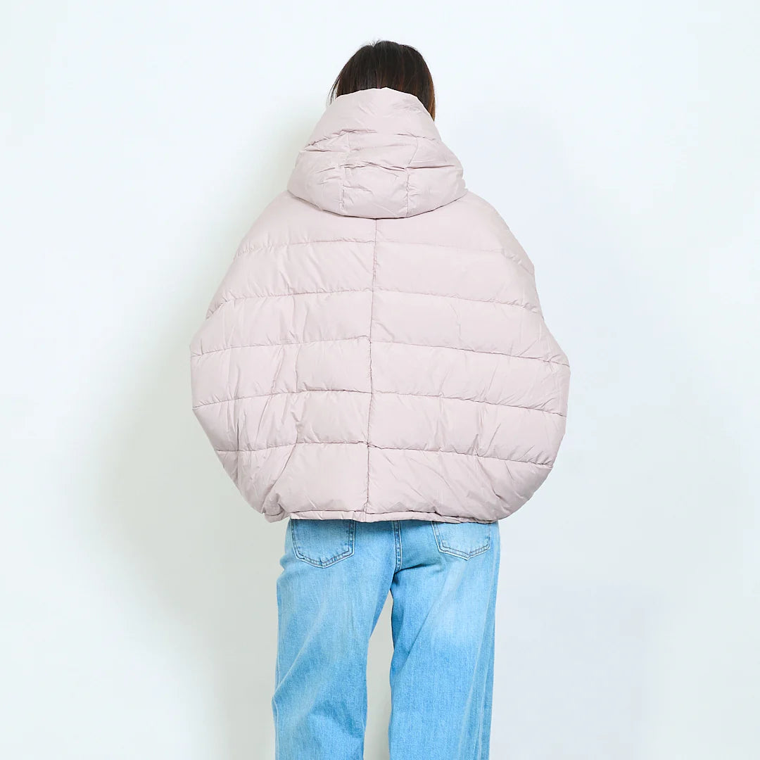Oversized quilted puffer jacket with ribbed cuff