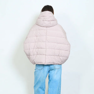 Oversized quilted puffer jacket with ribbed cuff