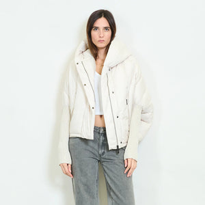 Oversized quilted puffer jacket with ribbed cuff