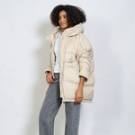 Load image into Gallery viewer, Oversized hooded puffer jacket with drawstring detail
