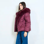 Load image into Gallery viewer, Quilted winter coat with faux fur collar
