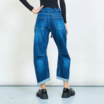 Load image into Gallery viewer, Patch pocket relaxed fit cuffed denim jeans

