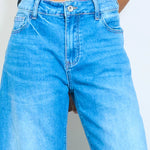 Load image into Gallery viewer, Mid wash barrel leg panel denim jeans
