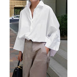 Load image into Gallery viewer, Long Sleeves Loose Solid Color Lapel Collar Blouses
