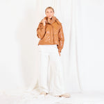 Load image into Gallery viewer, Faux leather padded jacket with detachable hood
