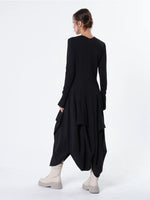 Load image into Gallery viewer, Maxi Draped Dress with Thumbhole Sleeves

