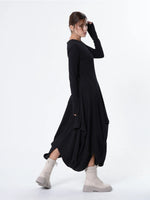 Load image into Gallery viewer, Maxi Draped Dress with Thumbhole Sleeves
