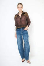 Load image into Gallery viewer, Wide leg denim trousers with seam detail
