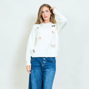 Patchwork sweater.
