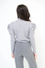 Load image into Gallery viewer, Puff shoulder knit sweater with high neck
