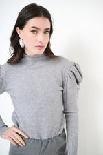 Load image into Gallery viewer, Puff shoulder knit sweater with high neck
