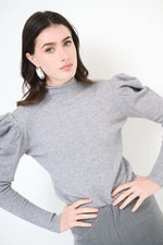 Load image into Gallery viewer, Puff shoulder knit sweater with high neck
