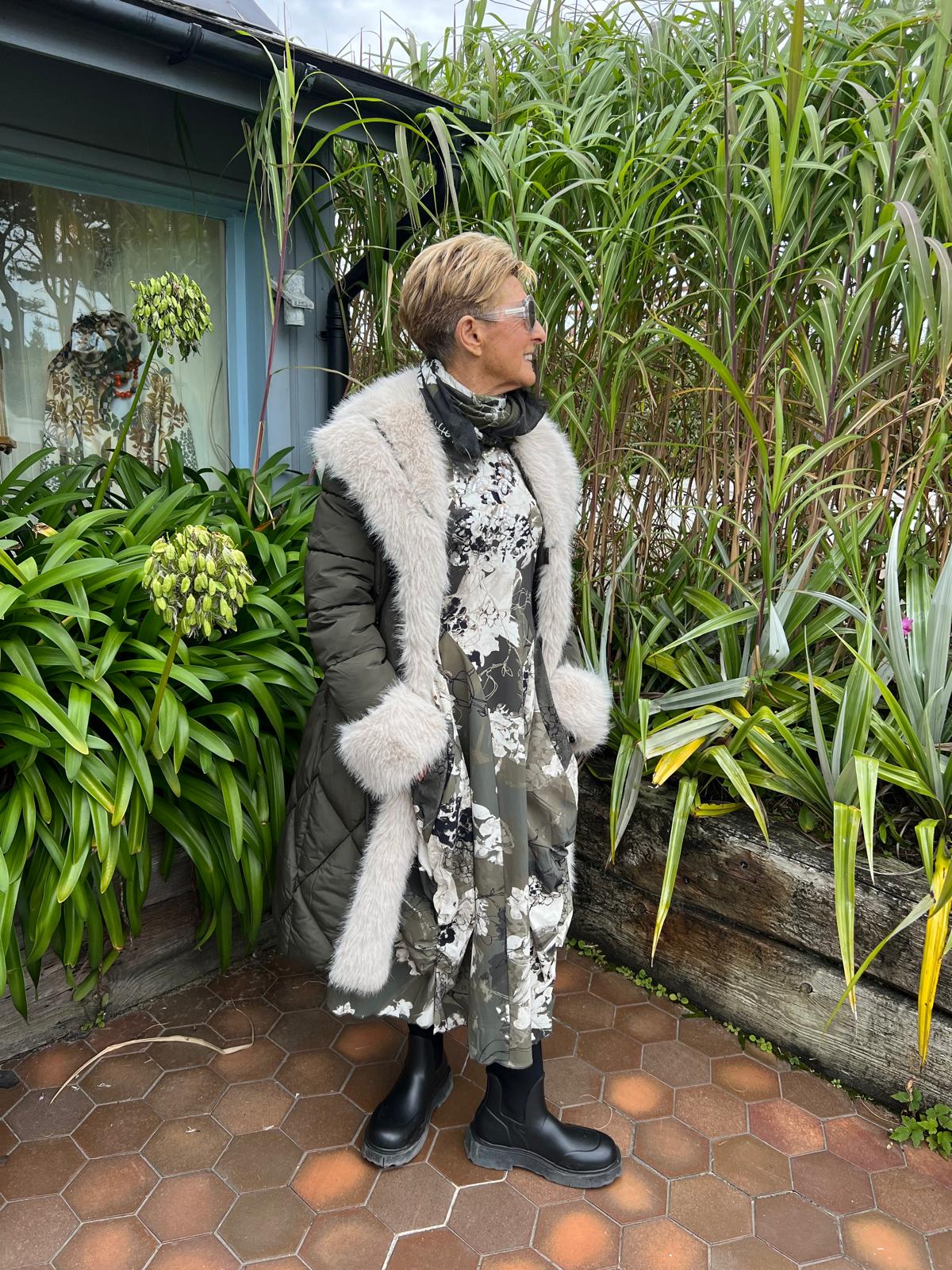 Quilted  and faux fur coat