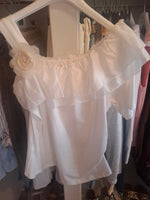 Load image into Gallery viewer, Cold shoulder flower top
